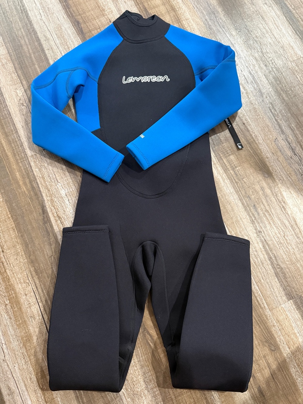 Lemorecn Full Wetsuit Black Blue Long Sleeve Back Zip Size 14